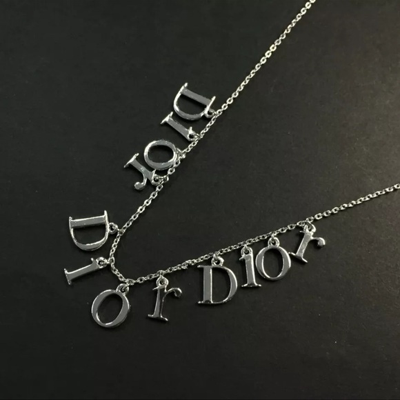 AUTH Christian Dior CD Logo Silver Necklace - Picture 1 of 6